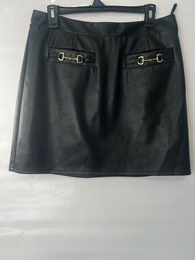7 For All Mankind Horsebit Mini Skirt Gold Hardware Edgy Statement Size L